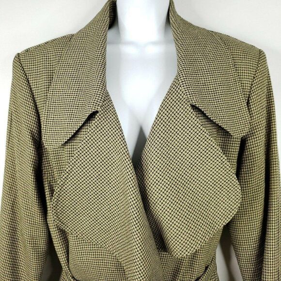 Eva Polini Jackets & Blazers - Vintage Eva Polini Full Length Belted Overcoat 10 Beige Black Check Made In USA